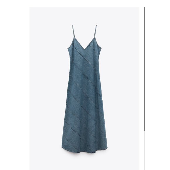 Zara Trf denim Slip Dress USA Medium - Picture 5 of 9